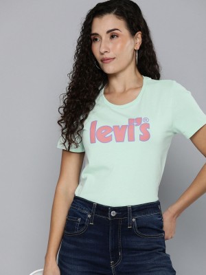 LEVI'S Printed Women Round Neck Light Green T-Shirt