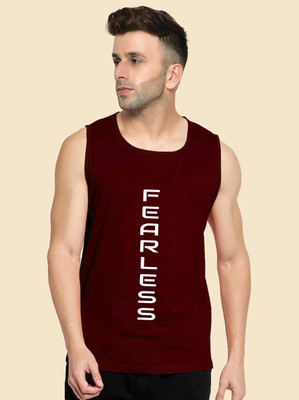 Yilden Typography Men Round Neck Maroon T-Shirt