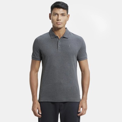 JOCKEY Solid Men Polo Neck Grey T-Shirt