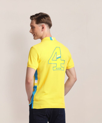 U.S. POLO ASSN. Typography Men Polo Neck Yellow T-Shirt