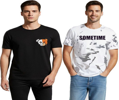 danzo Graphic Print Men Round Neck Black, White T-Shirt