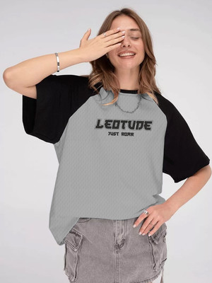 Leotude Printed Women Round Neck Grey T-Shirt