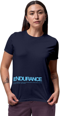 Fighterhero Printed Women Round Neck Navy Blue T-Shirt