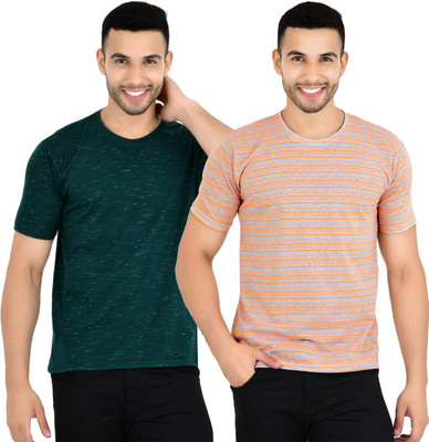 YUALIN CREATION Solid Men Round Neck Multicolor T-Shirt