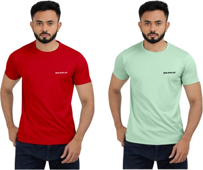 INDICLUB Printed Men Round Neck Light Green, Red T-Shirt