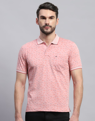 MONTE CARLO Printed Men Polo Neck Pink T-Shirt