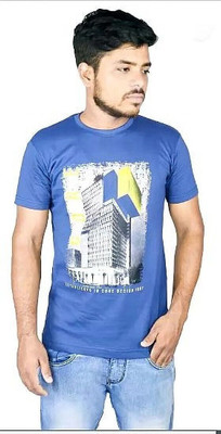 zarvic Printed Men Round Neck Blue T-Shirt