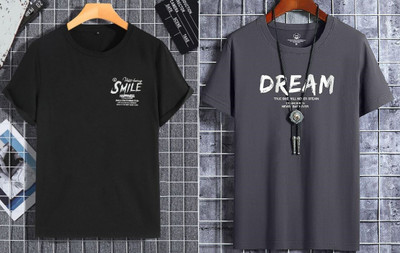 Stelino Typography Men Round Neck Multicolor T-Shirt