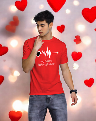 Triptee Printed Men Round Neck Red T-Shirt