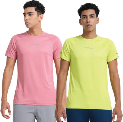 MANAAC Solid Men Round Neck Reversible Multicolor T-Shirt
