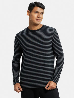 JOCKEY Striped Men Round Neck Black T-Shirt