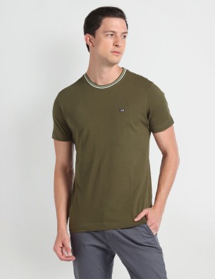 Arrow Sport Solid Men Crew Neck Green T-Shirt