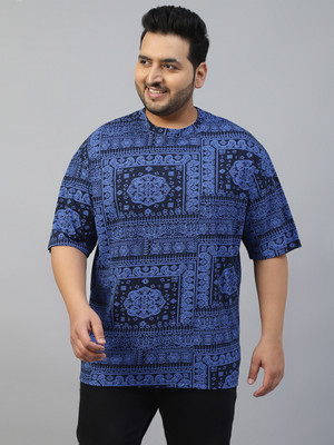 Veirdo Printed Men Round Neck Navy Blue T-Shirt