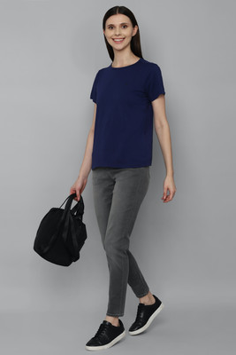 Allen Solly Solid Women Round Neck Dark Blue T-Shirt