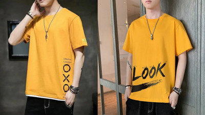 Mozzby Lifestyle Printed Men Round Neck Yellow T-Shirt