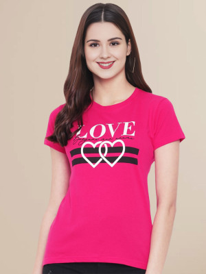 SZN Solid Women Round Neck Pink T-Shirt