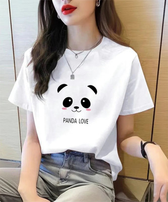 FAIRIANO Printed Women Round Neck White T-Shirt