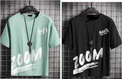 Oishee Tribal Print Men Round Neck Black, Light Green T-Shirt