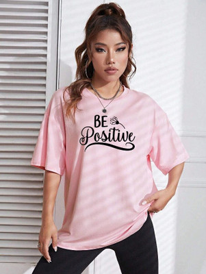 FLUFFYY ENTERPRISE Printed Women Round Neck Pink T-Shirt