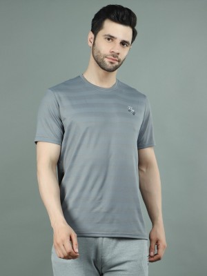 NEXGEN CLUB Solid Men Round Neck Grey T-Shirt