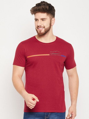 Mast & Harbour Printed Men Round Neck Maroon T-Shirt