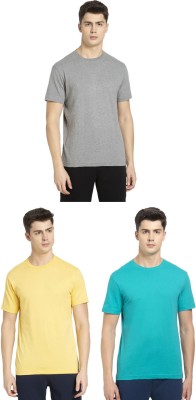 JOCKEY Solid Men Round Neck Yellow, Light Green, Grey T-Shirt