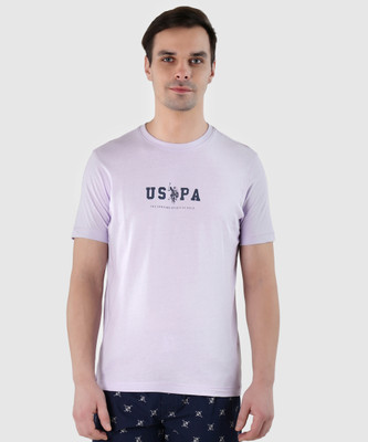 U.S. POLO ASSN. Typography Men Round Neck Purple T-Shirt
