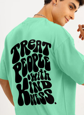 Triptee Typography Men Round Neck Light Green T-Shirt