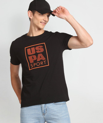 U.S. POLO ASSN. Printed Men Round Neck Black T-Shirt