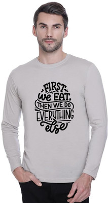ManGOD Printed Men Round Neck Grey T-Shirt