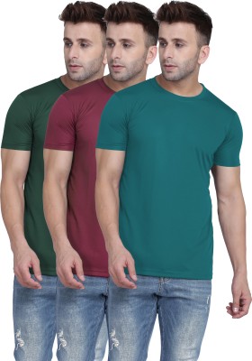 TQH Solid Men Round Neck Multicolor T-Shirt