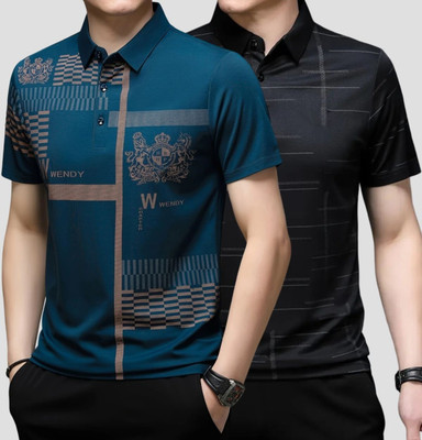 Belive in Yourself Printed Men Polo Neck Multicolor T-Shirt
