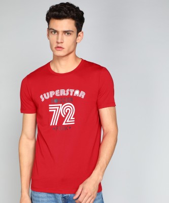 French Connection Typography Men Round Neck Red T-Shirt