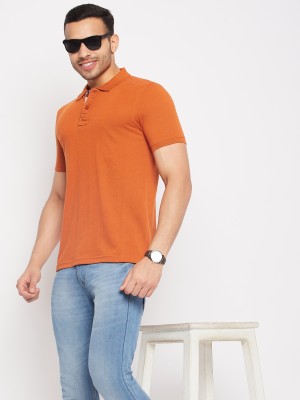 Club York Solid Men Polo Neck Orange T-Shirt