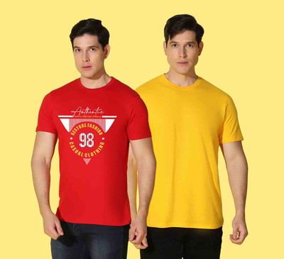 WOOSTRO Printed Men Round Neck Multicolor T-Shirt