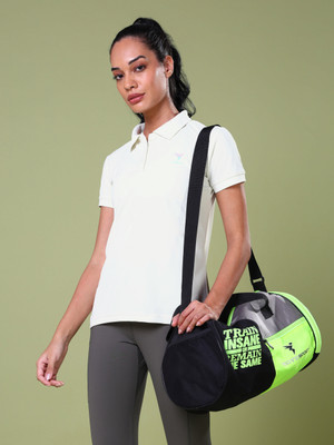 TECHNOSPORT Solid Women Polo Neck White T-Shirt