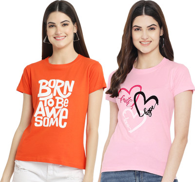 Tromko Printed Women Round Neck Multicolor T-Shirt