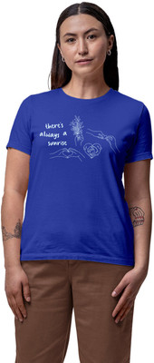 Fighterhero Printed Women Round Neck Blue T-Shirt