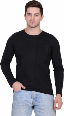 Styvibe Solid Men Round Neck Black T-Shirt