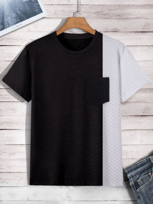 TANNU FAB Self Design Men Boat Neck Black T-Shirt