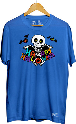 THE PRINT PLATTER Graphic Print Men Round Neck Light Blue T-Shirt