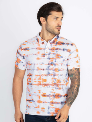 Status Quo Printed Men Polo Neck Orange T-Shirt