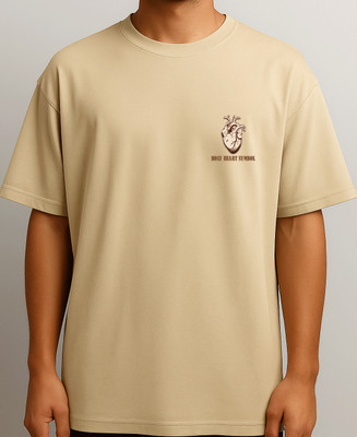 Teestranzify Graphic Print, Printed Men Round Neck Reversible Beige T-Shirt