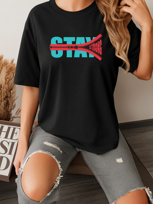 SZN Graphic Print Women Round Neck Black T-Shirt