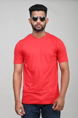 London Moxie Solid Men Round Neck Red T-Shirt