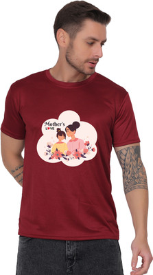 AltaModa Graphic Print Men Round Neck Maroon T-Shirt