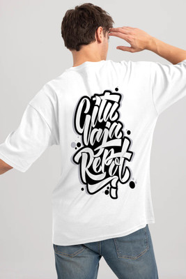 Triptee Printed Men Round Neck White T-Shirt