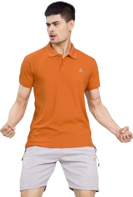 GAMEPOINT Solid Men Polo Neck Orange T-Shirt