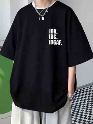 Cool Plus Typography Men Round Neck Black T-Shirt