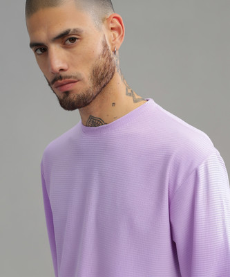 Lauren Adams Solid Men Round Neck Purple T-Shirt